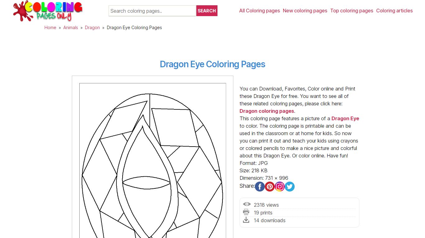 Dragon Eye Coloring Pages